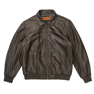 Kashani Chocolate Brown Lambskin Bomber Jacket - Dudes Boutique