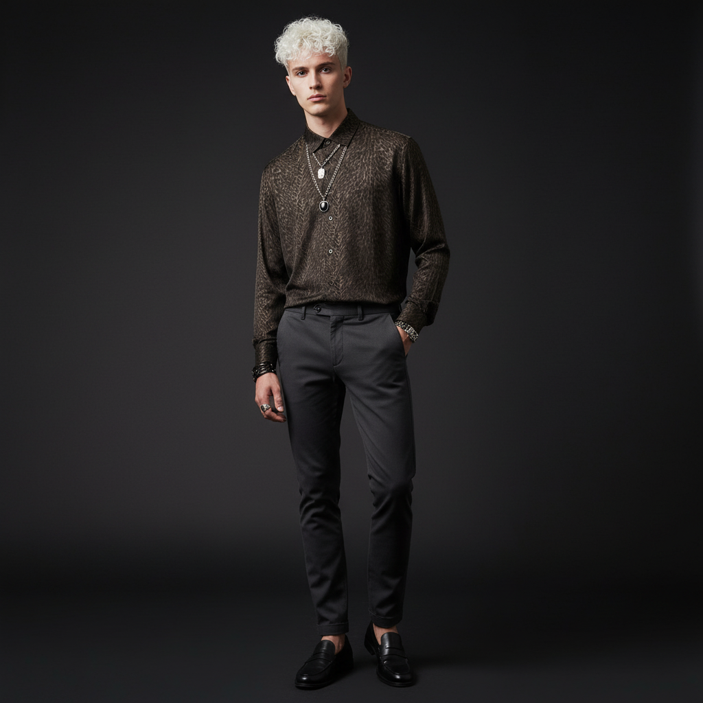 Noir Cheetah Stitchless LS Shirt BLACK