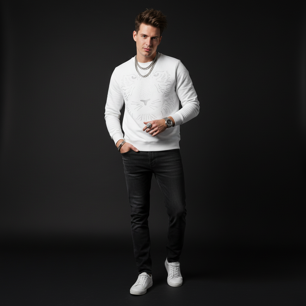 Barocco Midnight Roar sweatshirt WHITE