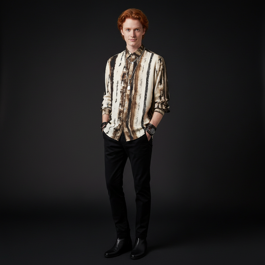 Echelon Brushstroke Stitchless LS Shirt CREAM