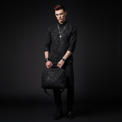 Eminence Floral Jacquard Stitchless LS Shirt BLACK