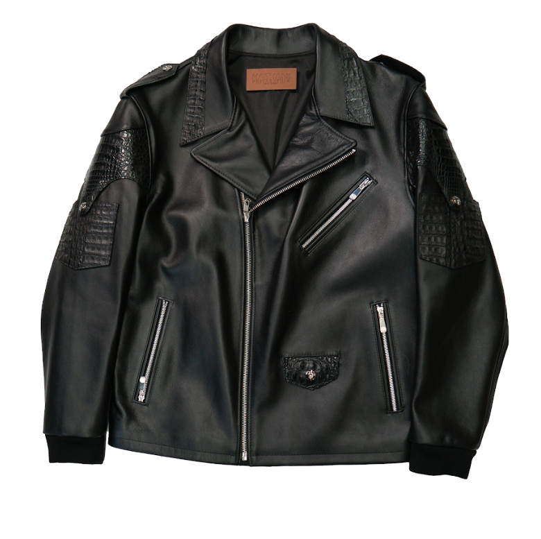 Kashani Black Alligator / Lambskin Motorcycle Jacket - Dudes Boutique