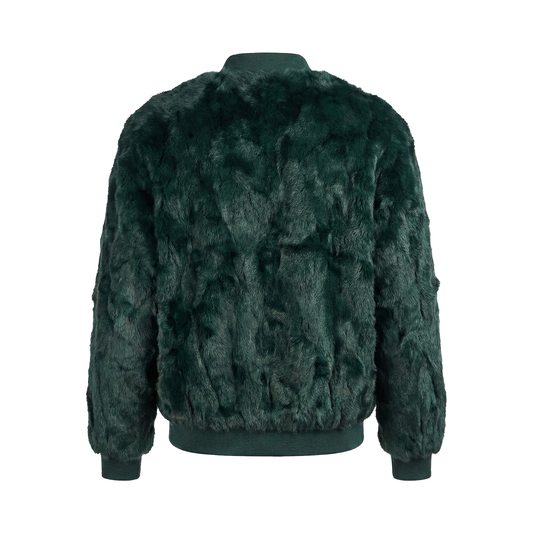 Kashani Men's Emerald Green Rabbit Baseball Jacket