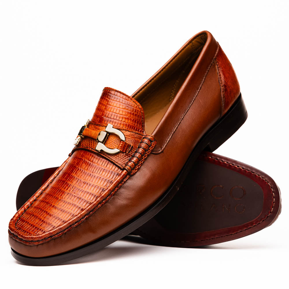 Marco Di Milano Enzo Cognac Lizard Bit Loafers - Dudes Boutique