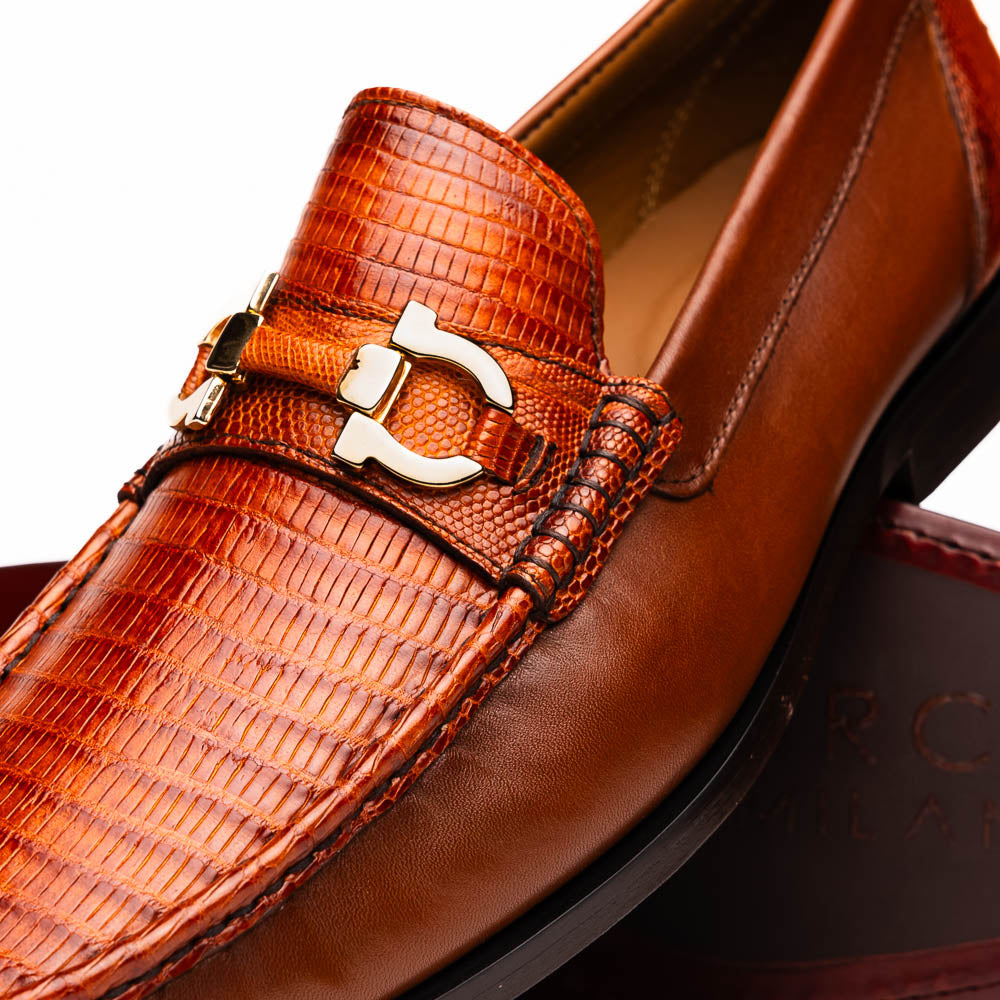 Marco Di Milano Enzo Cognac Lizard Bit Loafers - Dudes Boutique