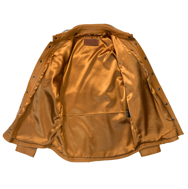Kashani buttercup lambskin button up shirt with crocodile trim