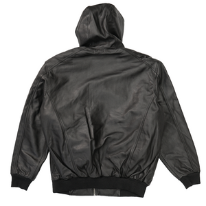 Kashani Black Hooded Lambskin Bomber Jacket - Dudes Boutique