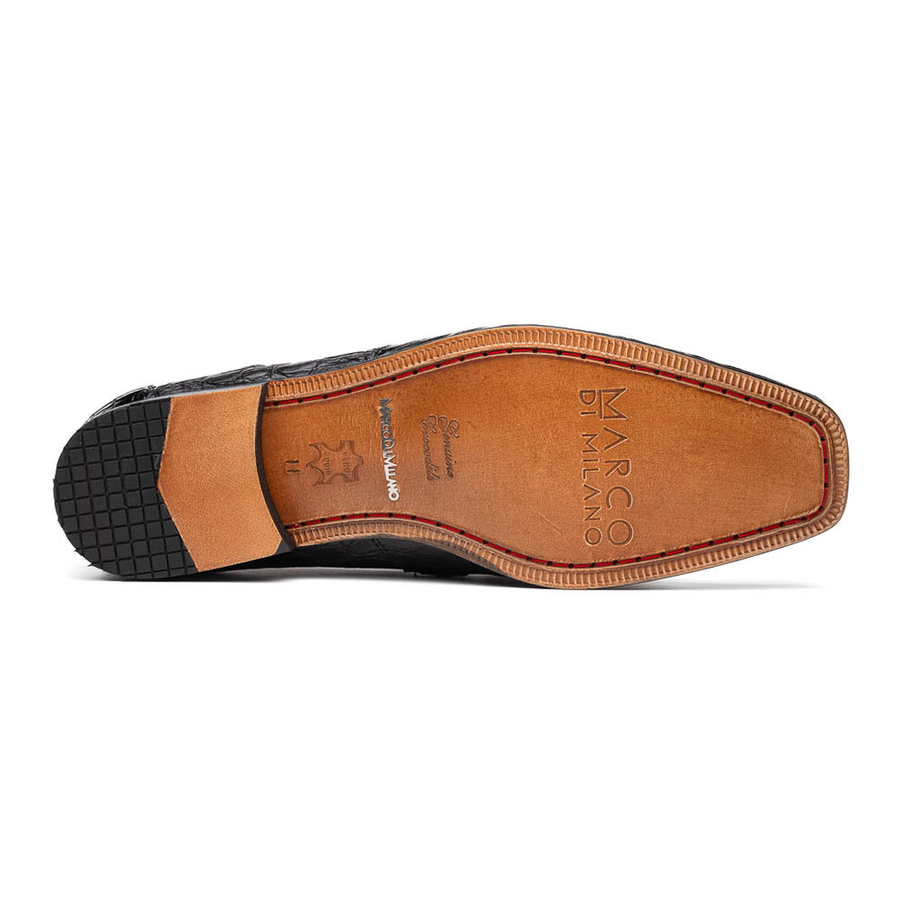 Marco Di Milano Fabro Black Caiman Crocodile Bit Loafers - Dudes Boutique