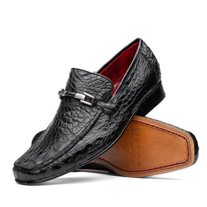 Marco Di Milano Fabro Black Caiman Crocodile Bit Loafers - Dudes Boutique