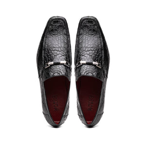 Marco Di Milano Fabro Black Caiman Crocodile Bit Loafers - Dudes Boutique