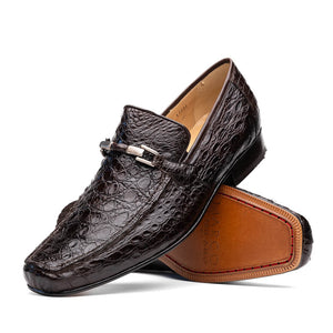 Marco Di Milano Fabro Brown Caiman Crocodile Bit Loafers - Dudes Boutique