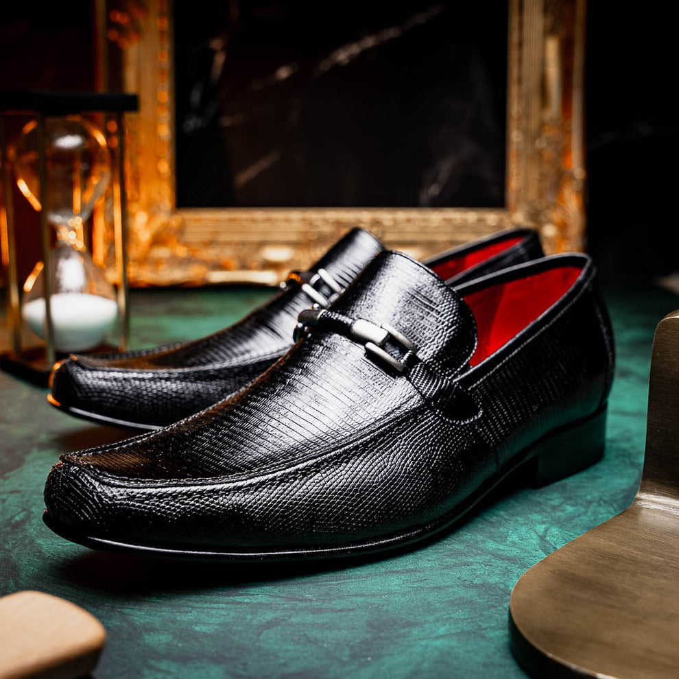 Marco Di Milano Fabro Black Lizard Bit Loafers - Dudes Boutique