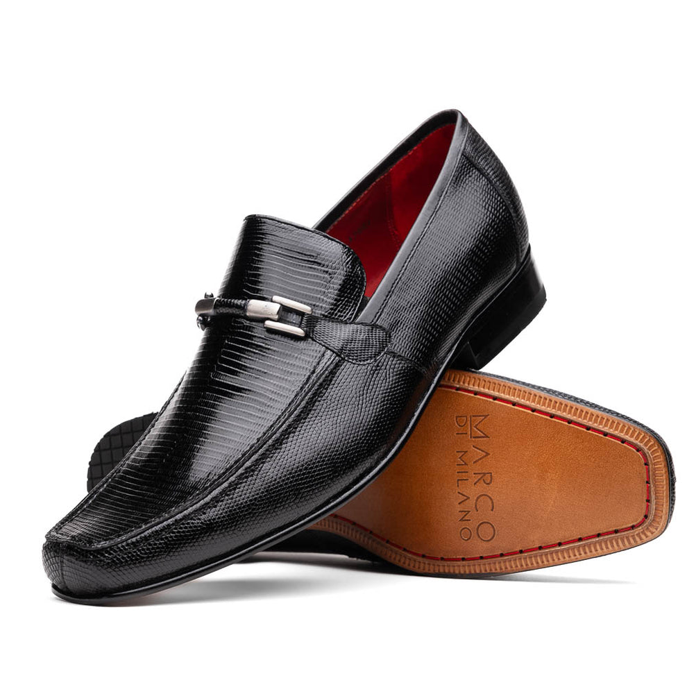 Marco Di Milano Fabro Black Lizard Bit Loafers - Dudes Boutique