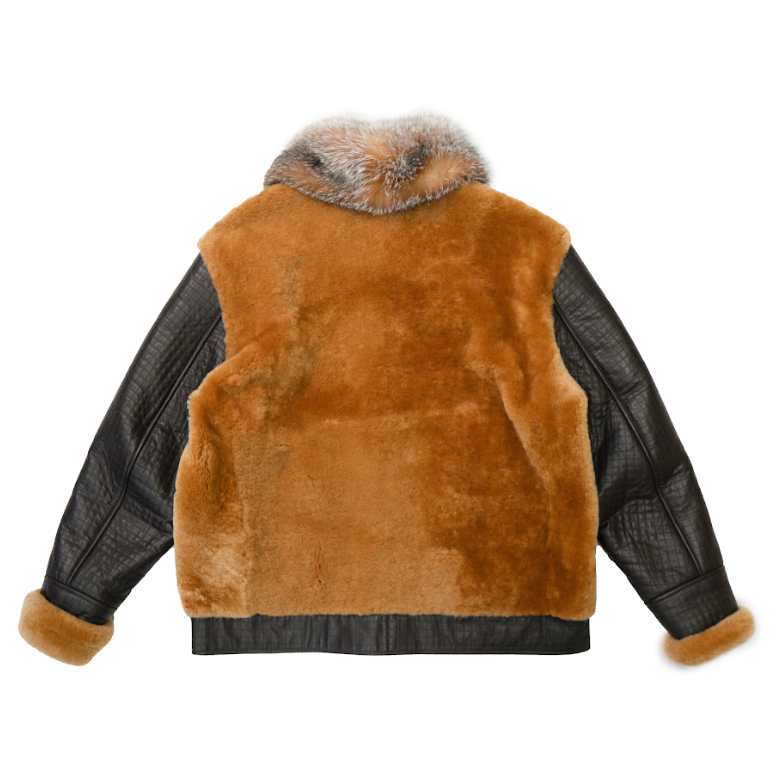 Kashani Brown Fox Fur Collar Mouton Fur Quilted Lambskin Jacket - Dudes Boutique