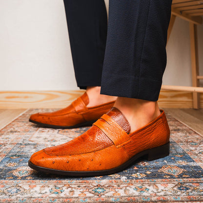 Marco Di Milano Fangio Cognac Ostrich Loafers