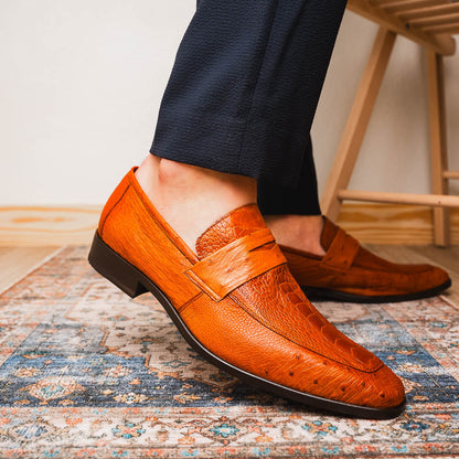Marco Di Milano Fangio Cognac Ostrich Loafers