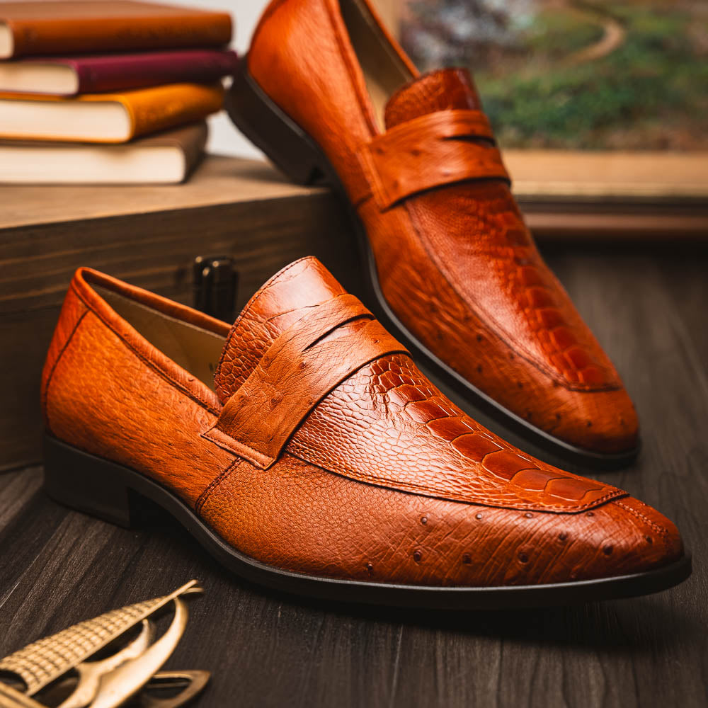 Marco Di Milano Fangio Cognac Ostrich Loafers
