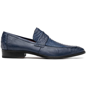 Marco Di Milano Fangio Denim Blue Ostrich Leg Dress Shoes - Dudes Boutique