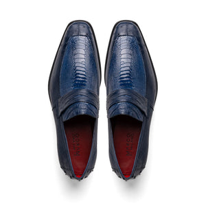 Marco Di Milano Fangio Denim Blue Ostrich Leg Dress Shoes - Dudes Boutique