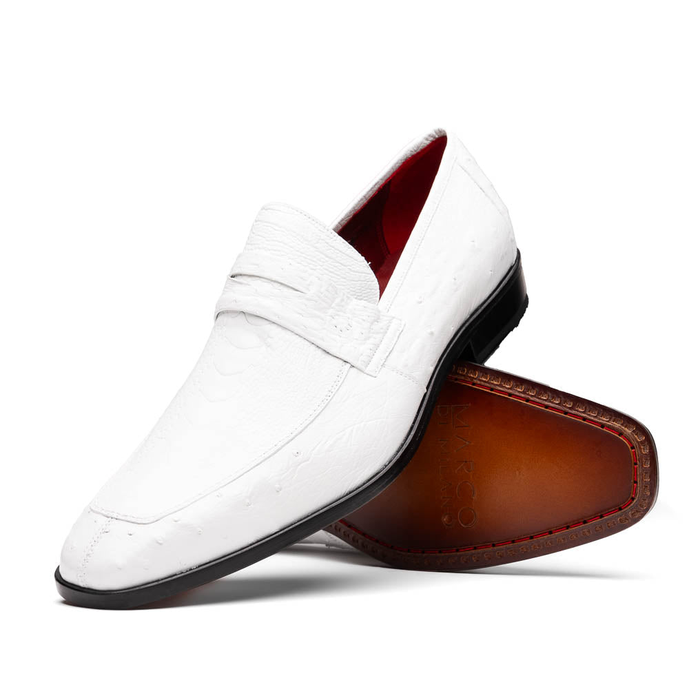 Marco Di Milano Fangio White Ostrich Leg Dress Shoes - Dudes Boutique