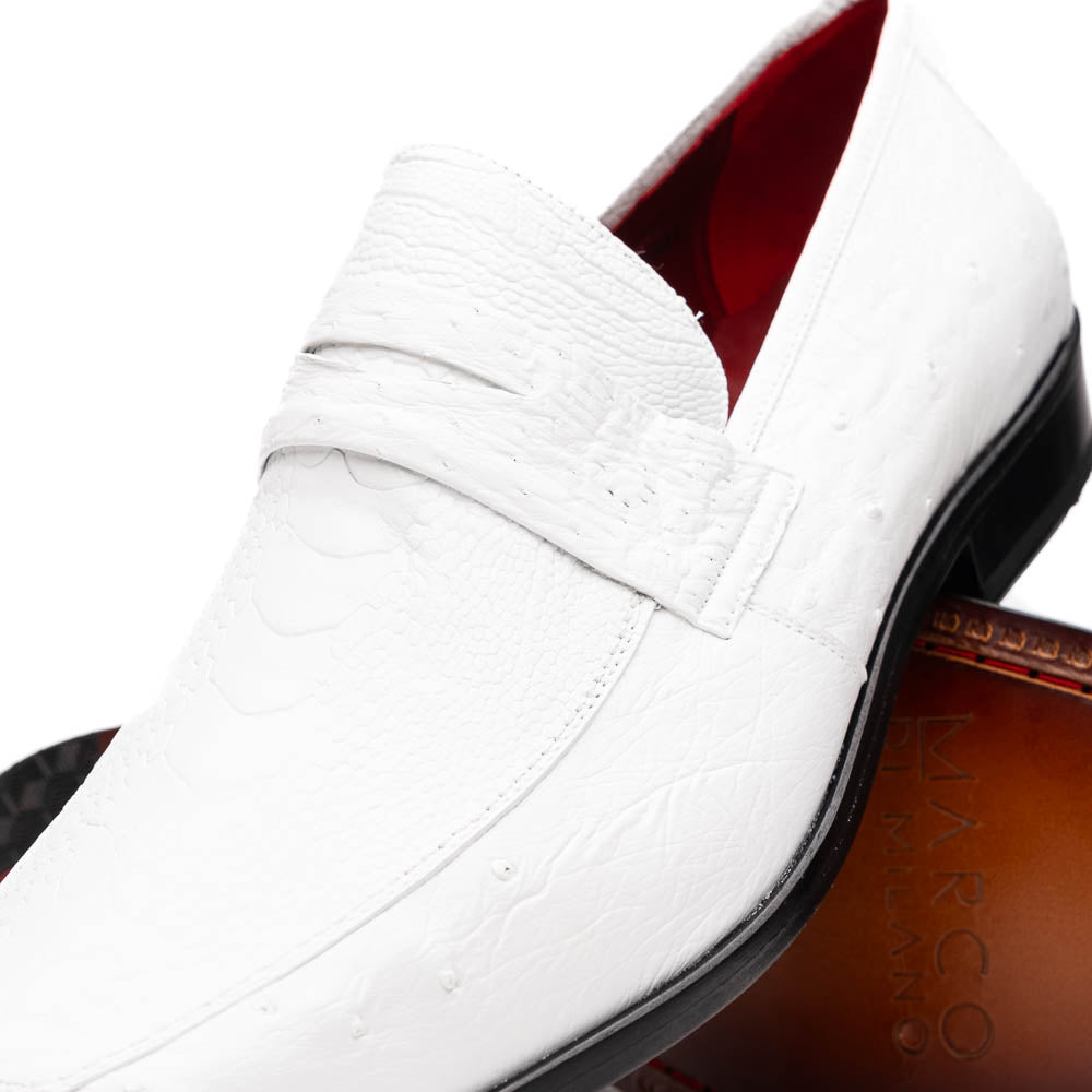 Marco Di Milano Fangio White Ostrich Leg Dress Shoes - Dudes Boutique