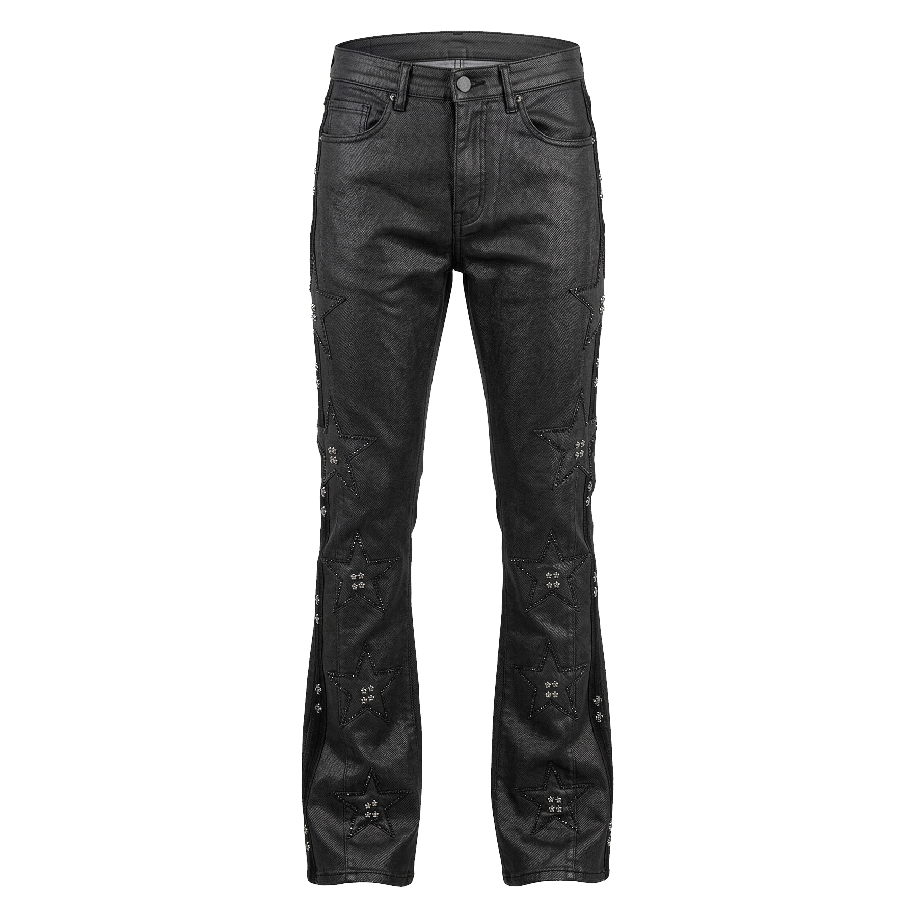 Waimea Black Studded Star Wax Denim Jeans