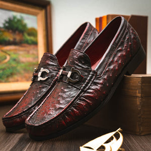 Marco Di Milano Ferrioni Black Cherry Ostrich Bit Loafers - Dudes Boutique