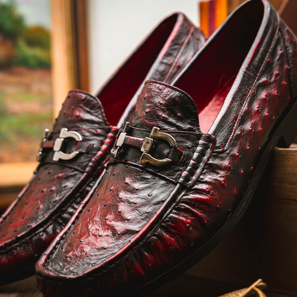 Marco Di Milano Ferrioni Black Cherry Ostrich Bit Loafers - Dudes Boutique