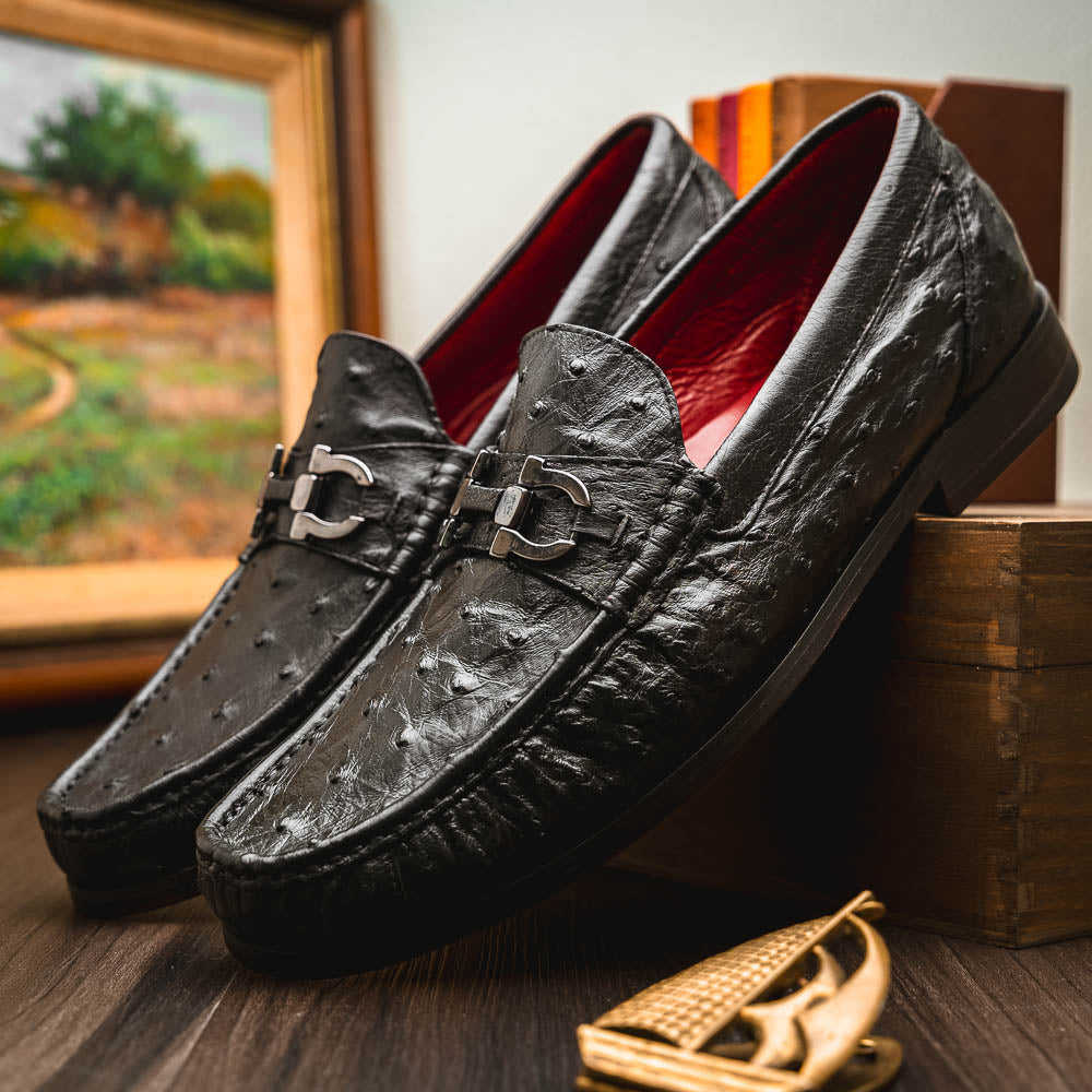 Marco Di Milano Ferrioni Black Ostrich Bit Loafers - Dudes Boutique