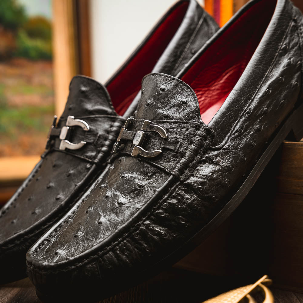 Marco Di Milano Ferrioni Black Ostrich Bit Loafers - Dudes Boutique