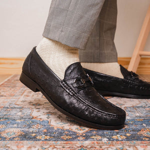 Marco Di Milano Ferrioni Black Ostrich Bit Loafers - Dudes Boutique