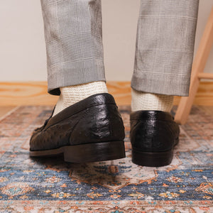 Marco Di Milano Ferrioni Black Ostrich Bit Loafers - Dudes Boutique