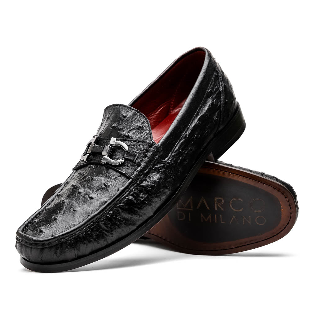 Marco Di Milano Ferrioni Black Ostrich Bit Loafers - Dudes Boutique