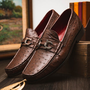 Marco Di Milano Ferrioni Kango Tabac Ostrich Bit Loafers - Dudes Boutique