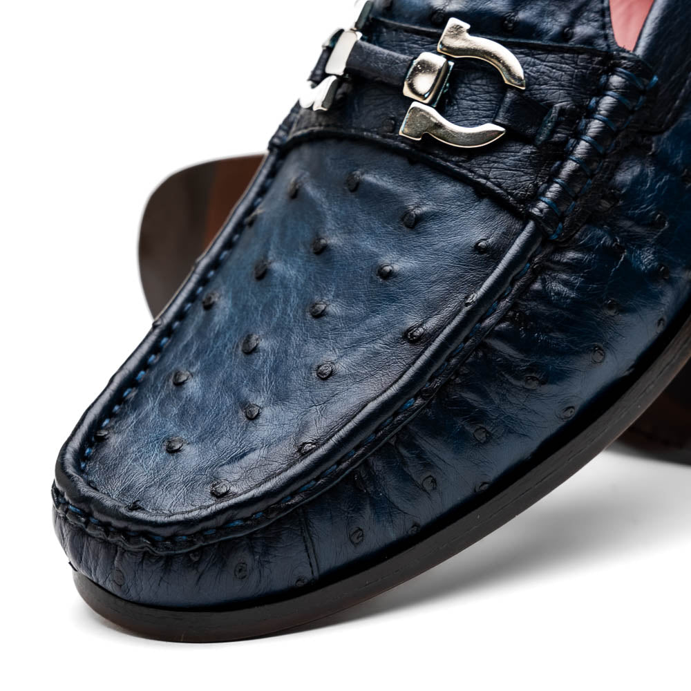 Marco Di Milano Ferrioni Navy Ostrich Bit Loafers - Dudes Boutique