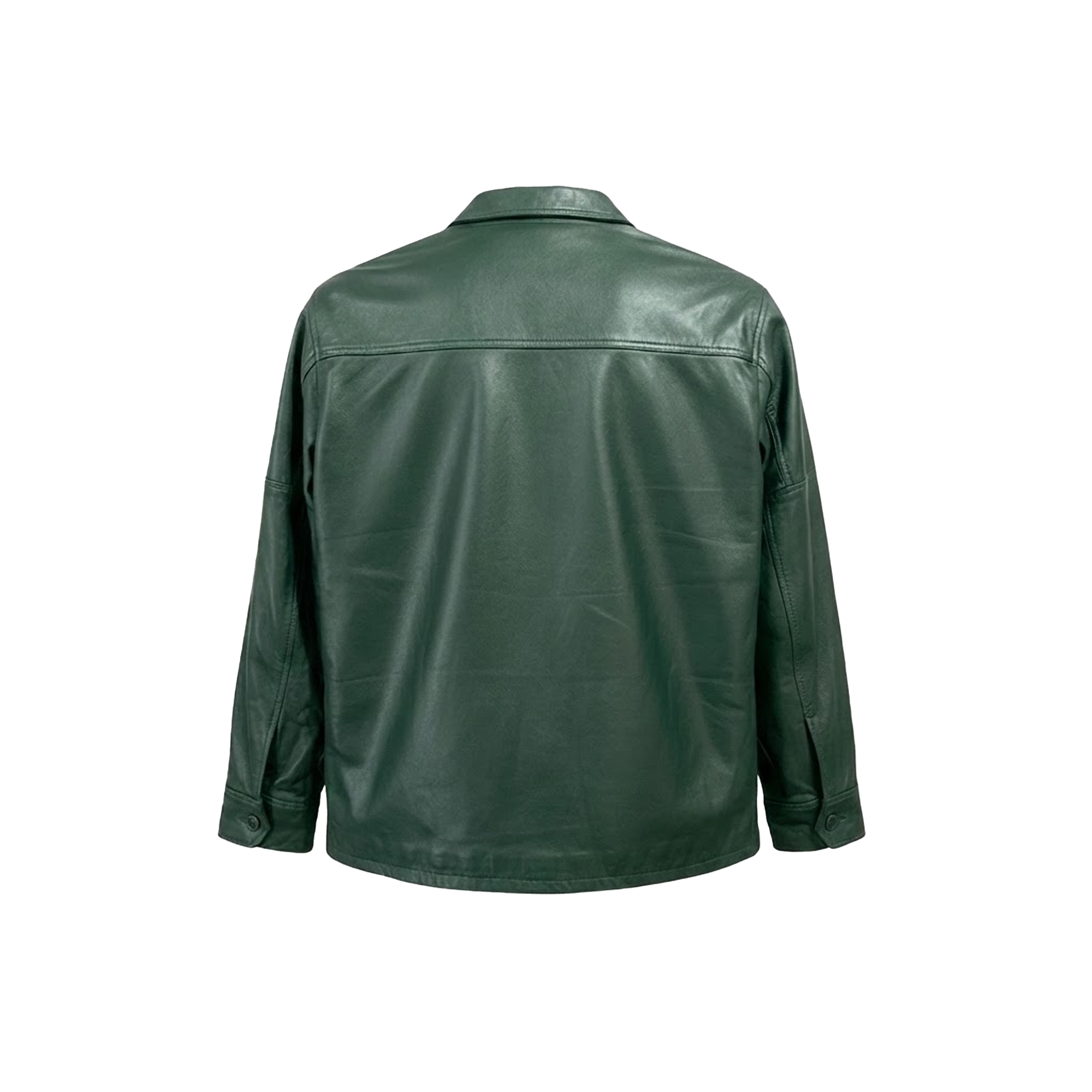 Kashani Men's Forest Green Lambskin Button-Up Shirt