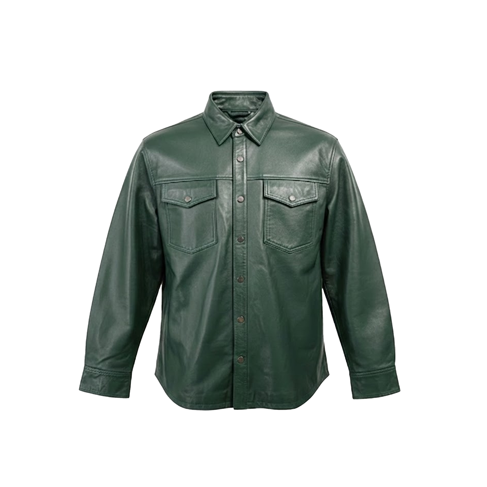 Kashani Men's Forest Green Lambskin Button-Up Shirt