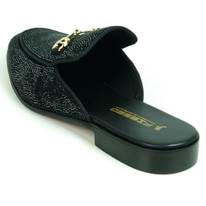 Fiesso Black Fully Loaded Crystal Sandal Loafers - Dudes Boutique