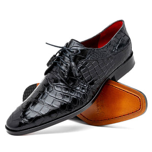 Marco Di Milano Fitipaldi Black Alligator Derby Dress Shoes - Dudes Boutique