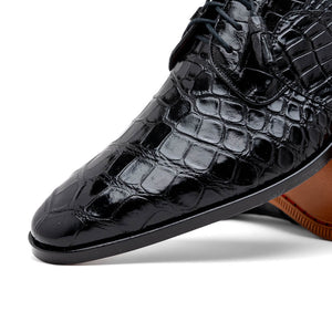 Marco Di Milano Fitipaldi Black Alligator Derby Dress Shoes - Dudes Boutique