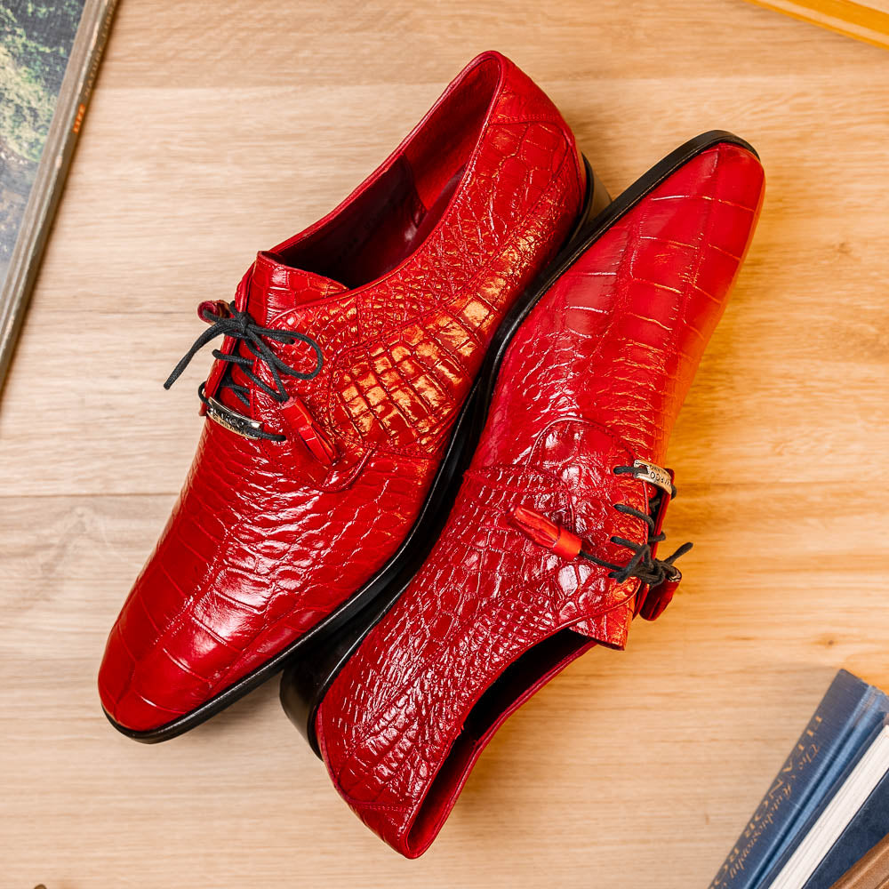 Marco Di Milano Fitipaldi Red Alligator Derby Dress Shoes - Dudes Boutique