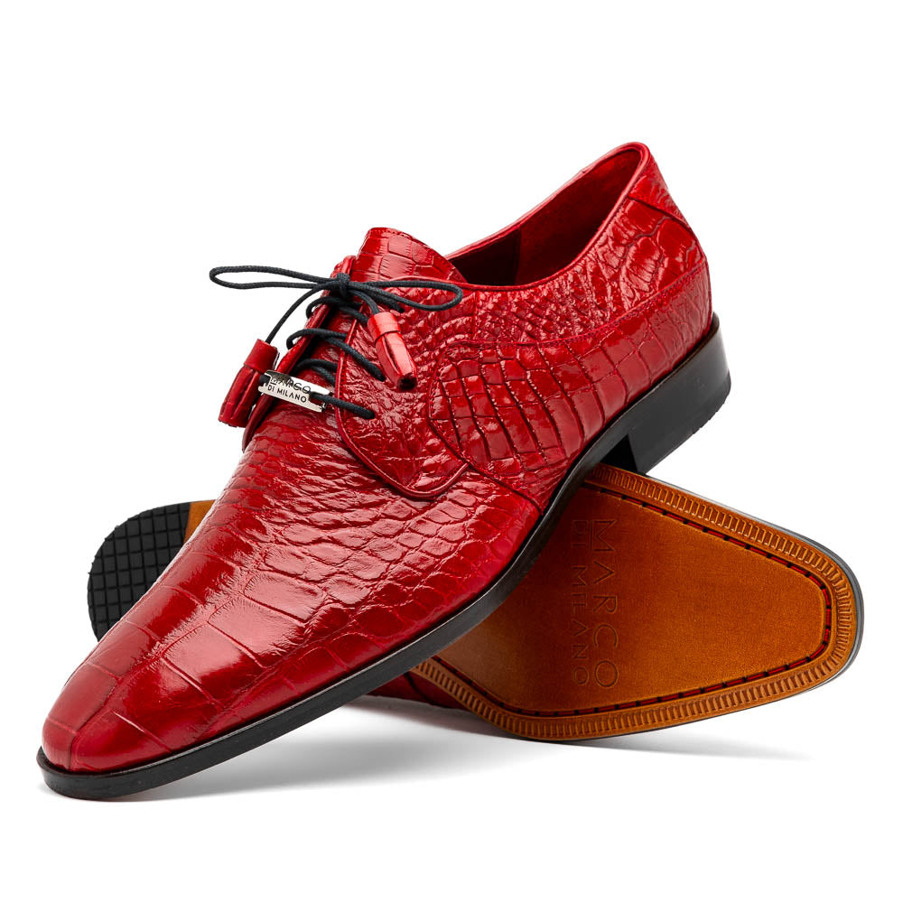 Marco Di Milano Fitipaldi Red Alligator Derby Dress Shoes - Dudes Boutique