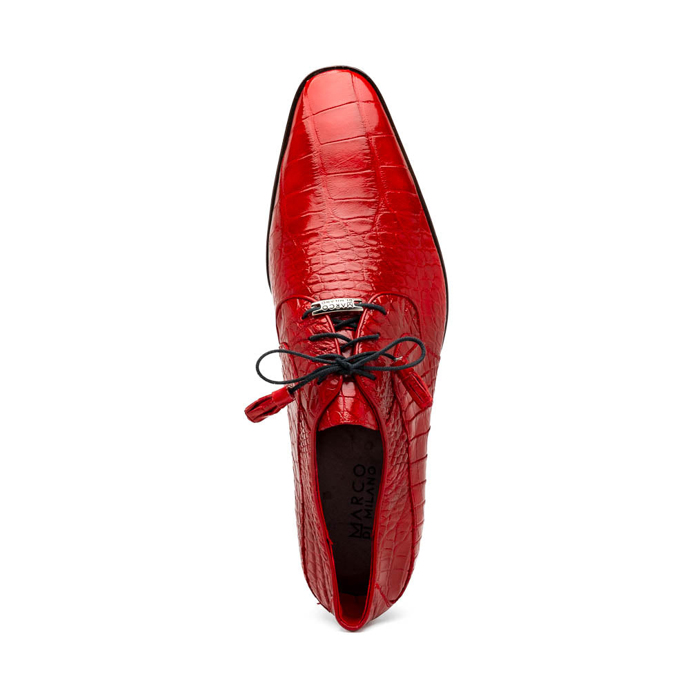 Marco Di Milano Fitipaldi Red Alligator Derby Dress Shoes - Dudes Boutique