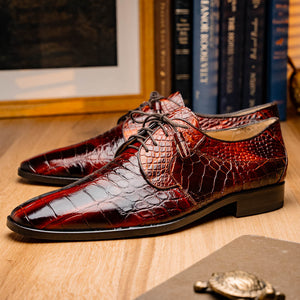 Marco Di Milano Fitipaldi Rustic Cognac Alligator Derby Dress Shoes - Dudes Boutique