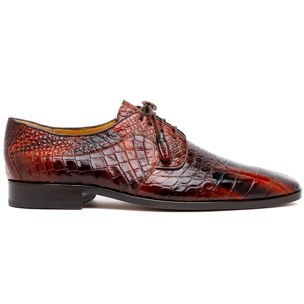 Marco Di Milano Fitipaldi Rustic Cognac Alligator Derby Dress Shoes - Dudes Boutique