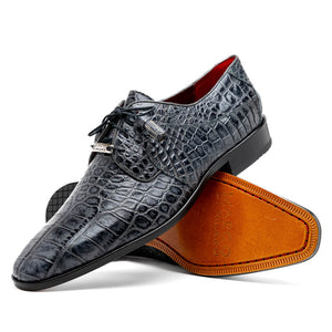 Marco Di Milano Fitipaldi Rustic Grey Alligator Derby Dress Shoes - Dudes Boutique