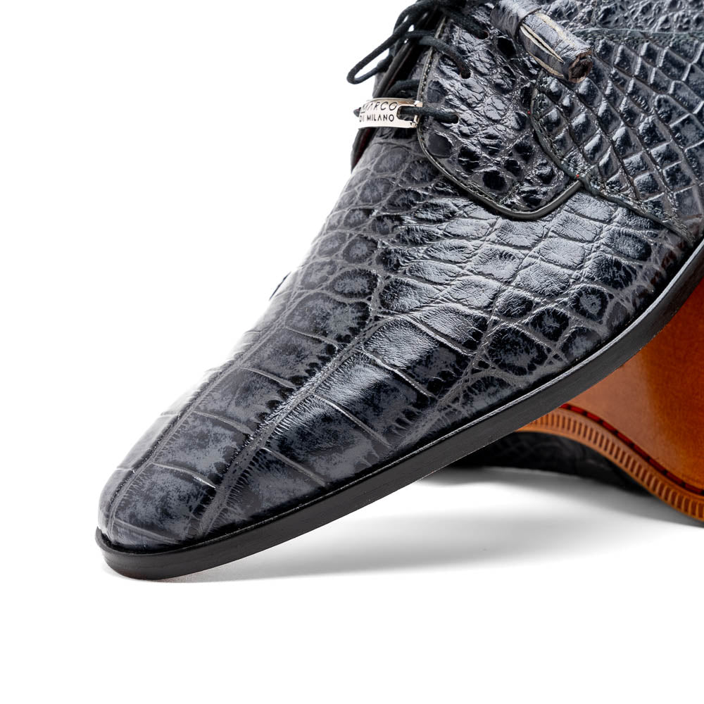 Marco Di Milano Fitipaldi Rustic Grey Alligator Derby Dress Shoes - Dudes Boutique