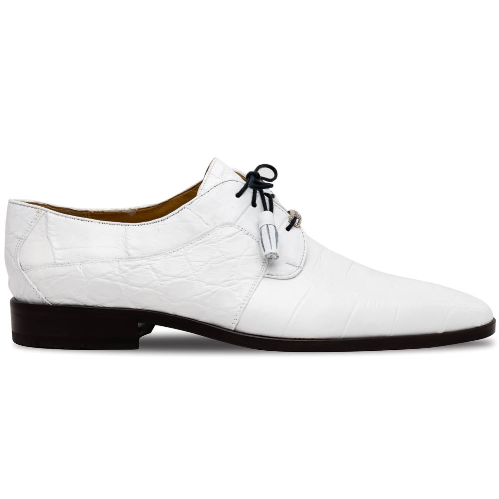 Marco Di Milano Fitipaldi White Alligator Derby Dress Shoes - Dudes Boutique