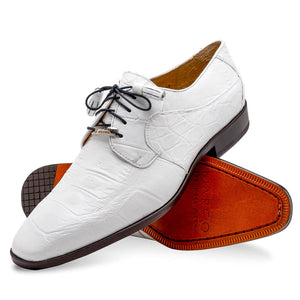 Marco Di Milano Fitipaldi White Alligator Derby Dress Shoes - Dudes Boutique