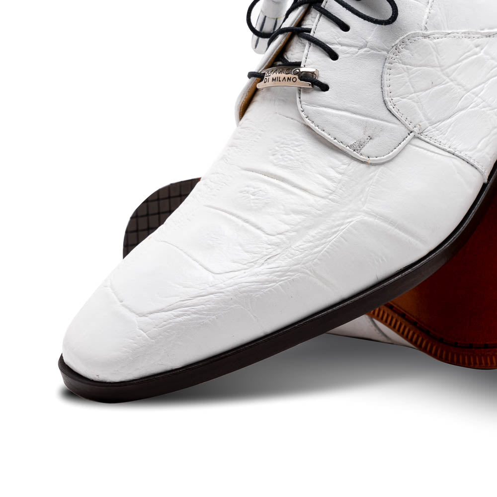 Marco Di Milano Fitipaldi White Alligator Derby Dress Shoes - Dudes Boutique